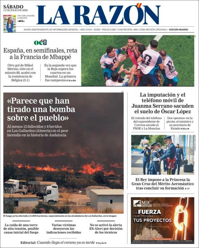 Portada de La Razón