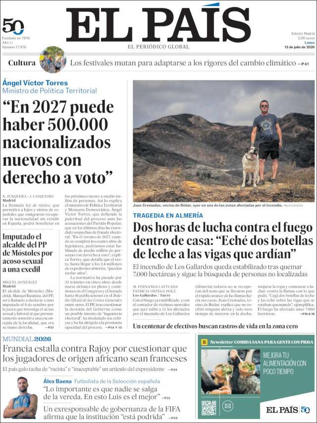 Portada de El País