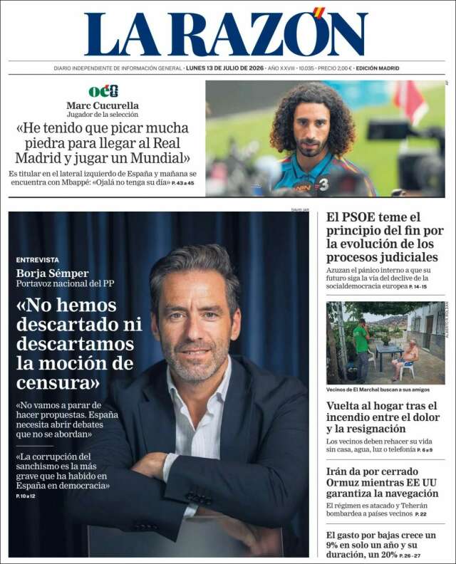 Portada de La Razón
