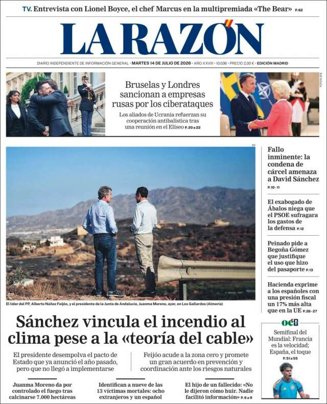 Portada de La Razón