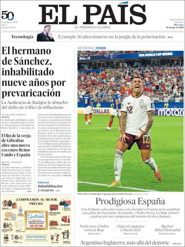 Portada de El País
