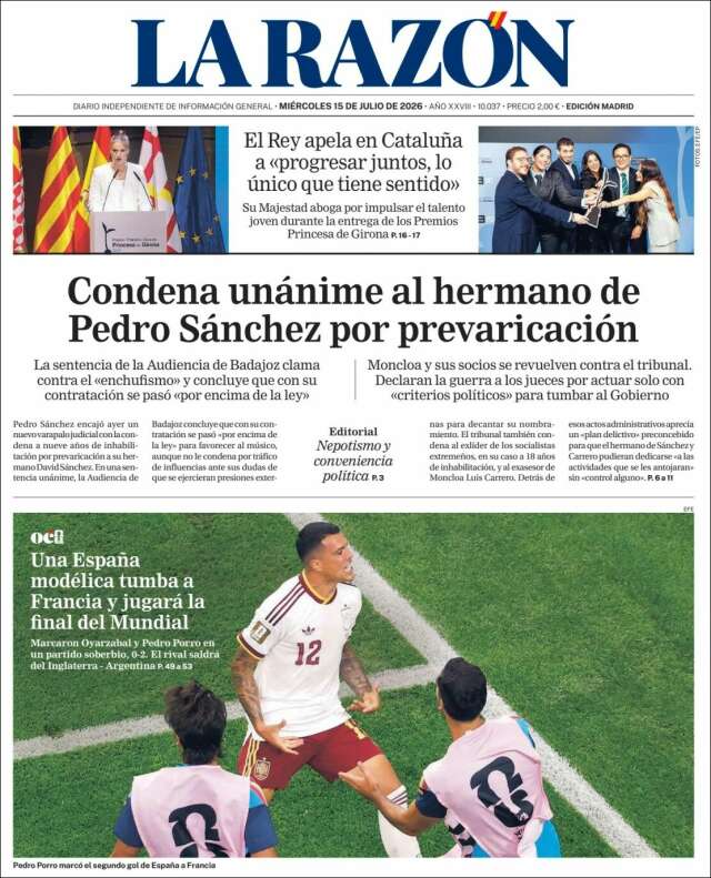 Portada de La Razón