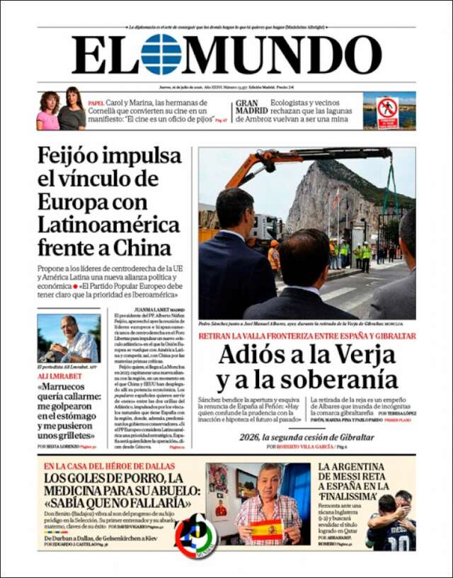 Portada de El Mundo