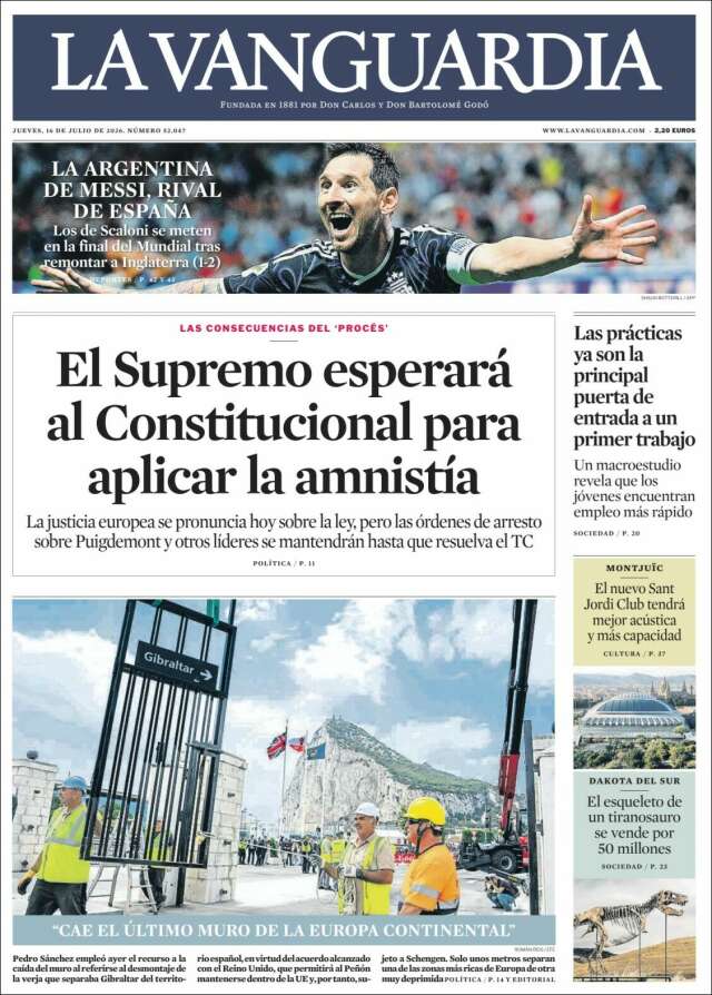 Portada de La Vanguardia