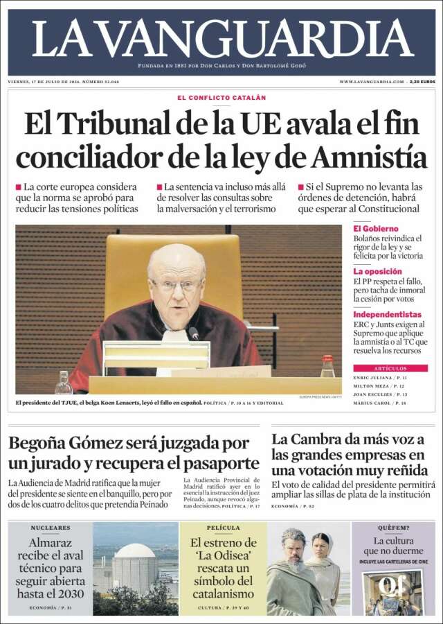 Portada de La Vanguardia