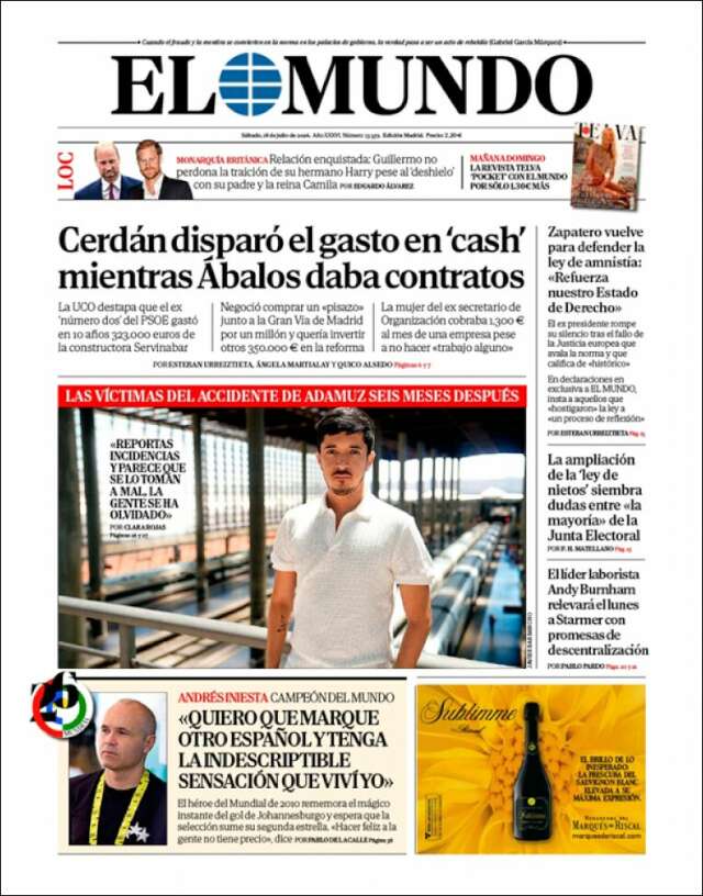 Portada de El Mundo