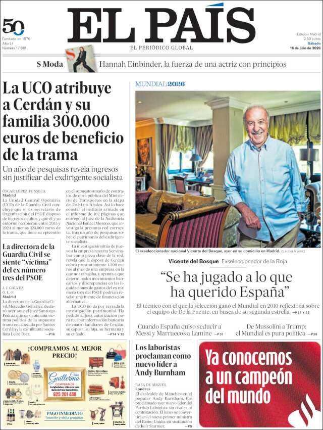 Portada de El País