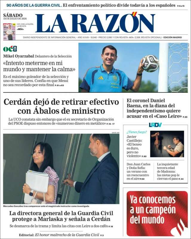 Portada de La Razón