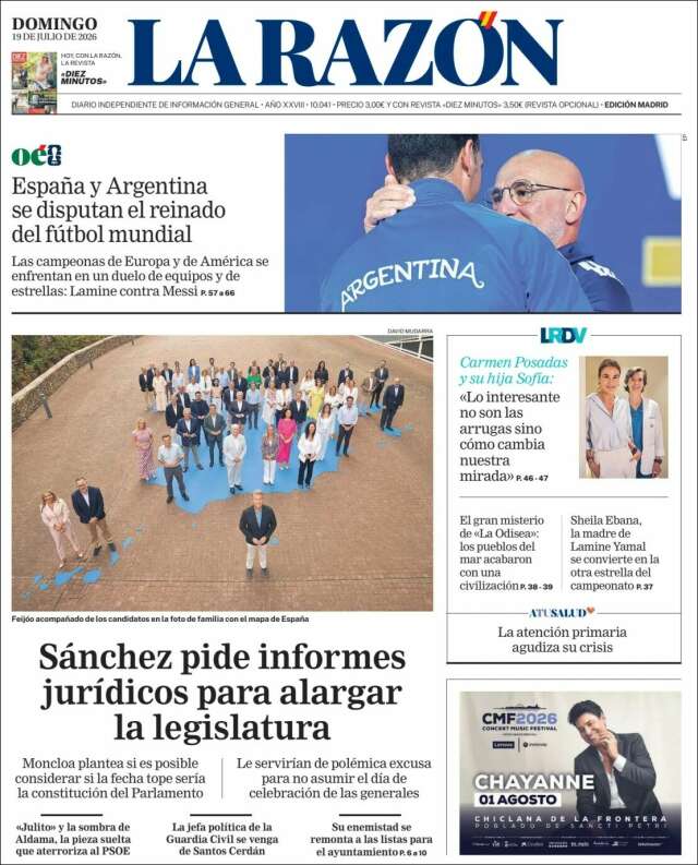 Portada de La Razón