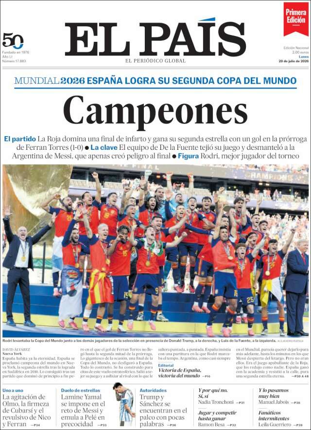 Portada de El País
