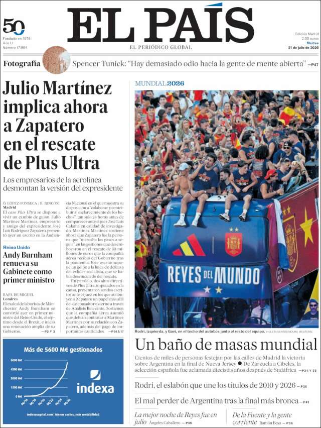Portada de El País