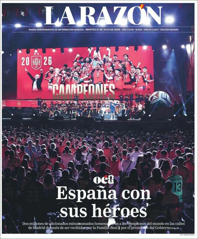 Portada de La Razón