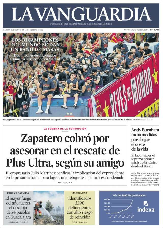 Portada de La Vanguardia