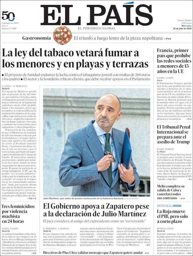 Portada de El País