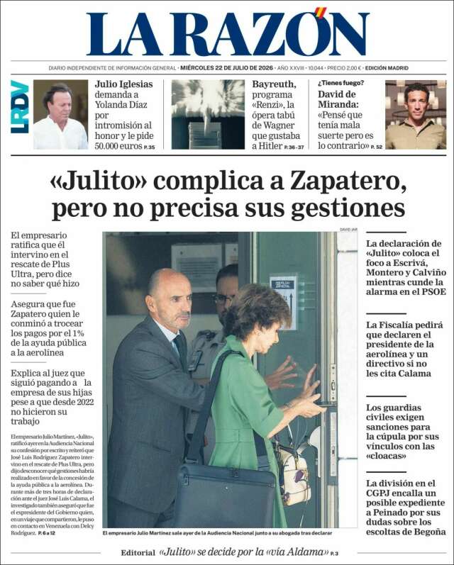Portada de La Razón
