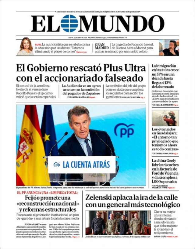 Portada de El Mundo
