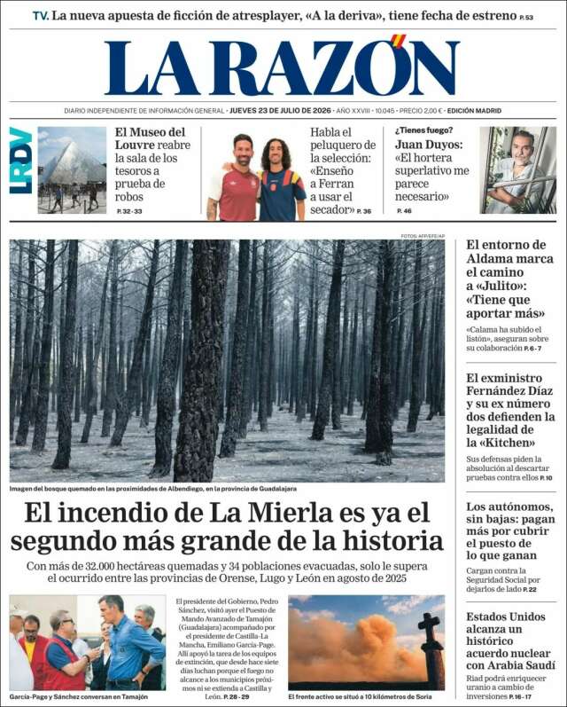 Portada de La Razón