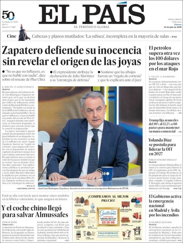Portada de El País