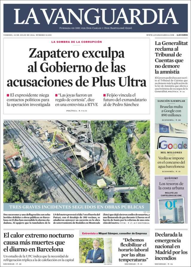 Portada de La Vanguardia