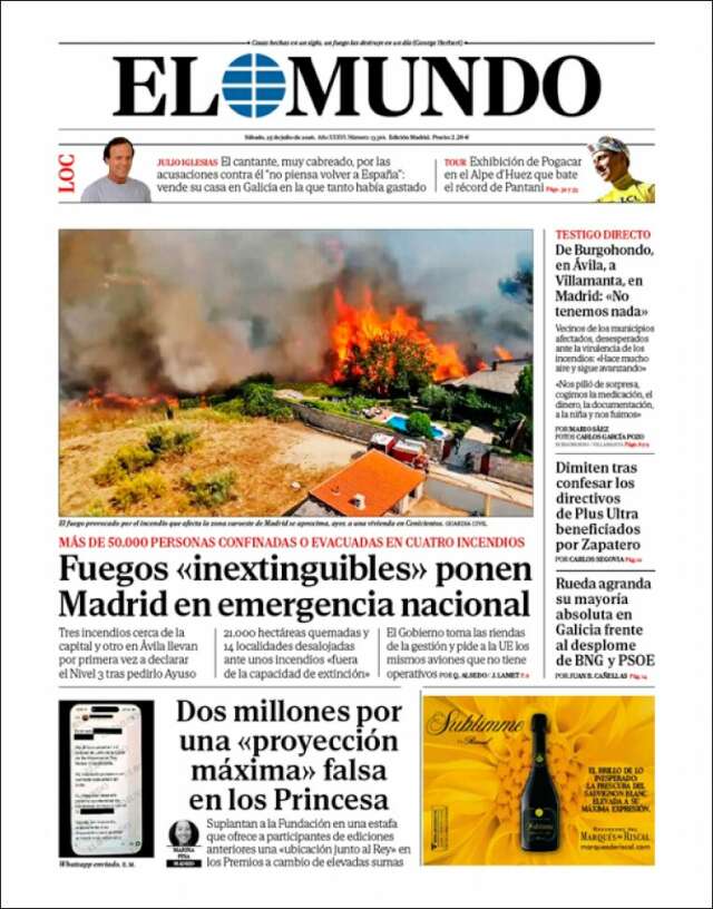 Portada de El Mundo