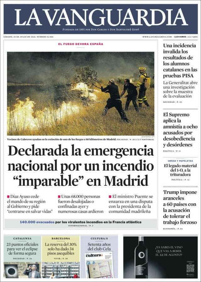 Portada de La Vanguardia