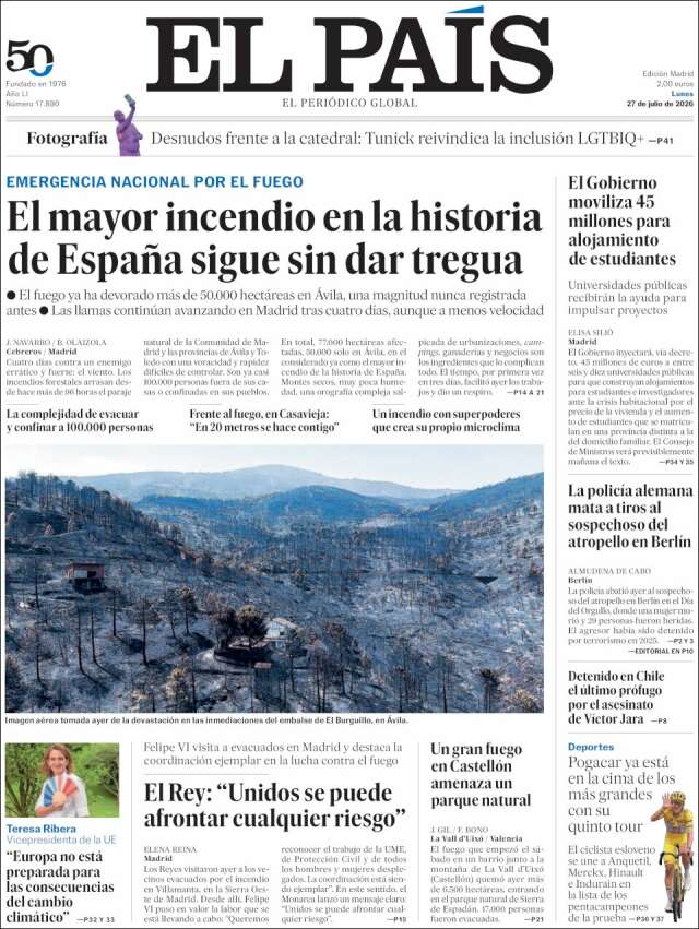 Portada de El País