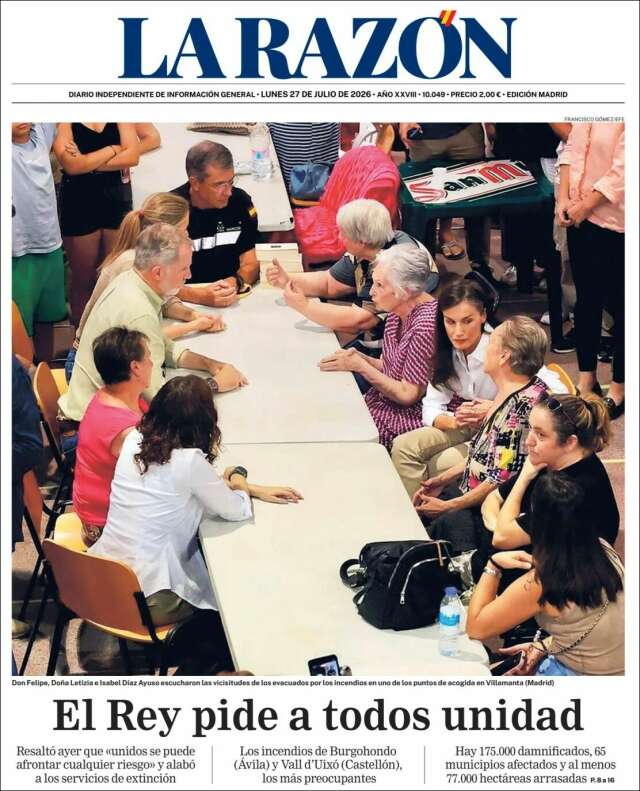 Portada de La Razón