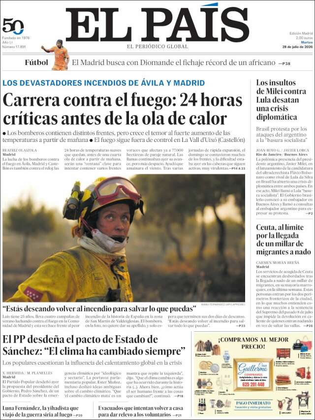 Portada de El País