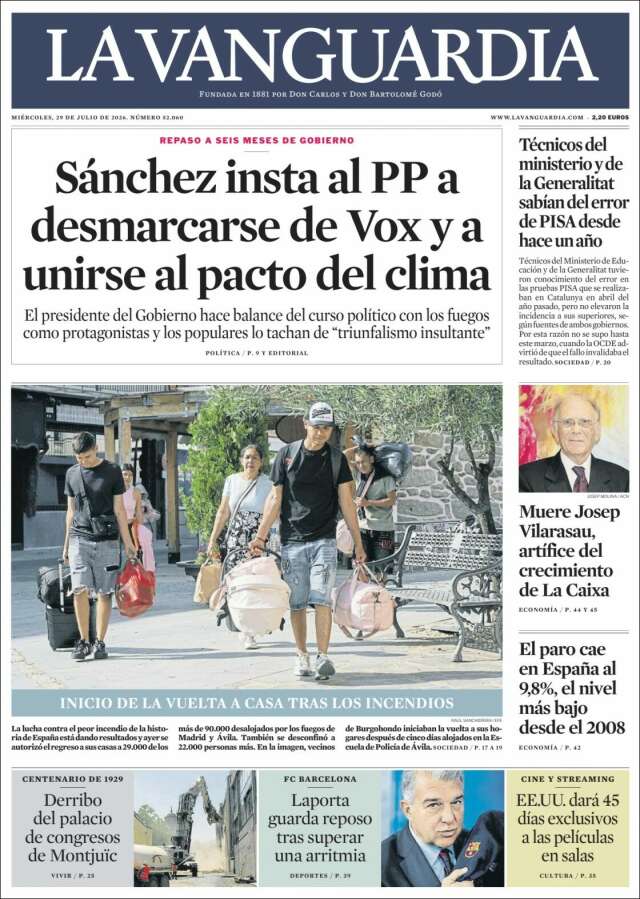 Portada de La Vanguardia