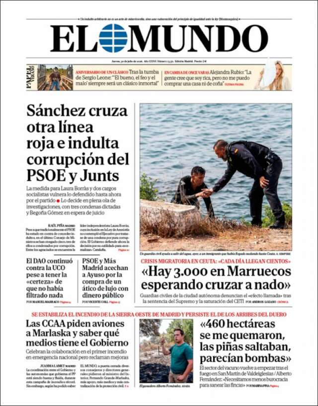 Portada de El Mundo