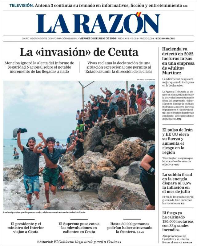 Portada de La Razón
