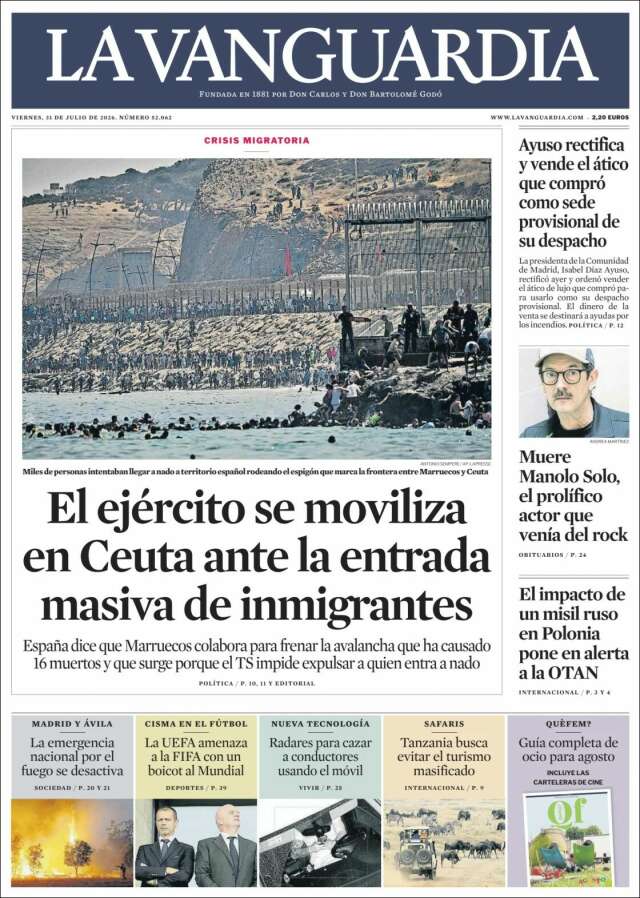 Portada de La Vanguardia