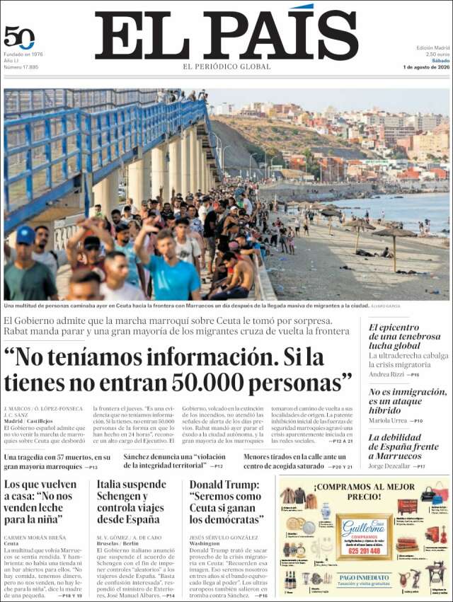 Portada de El País