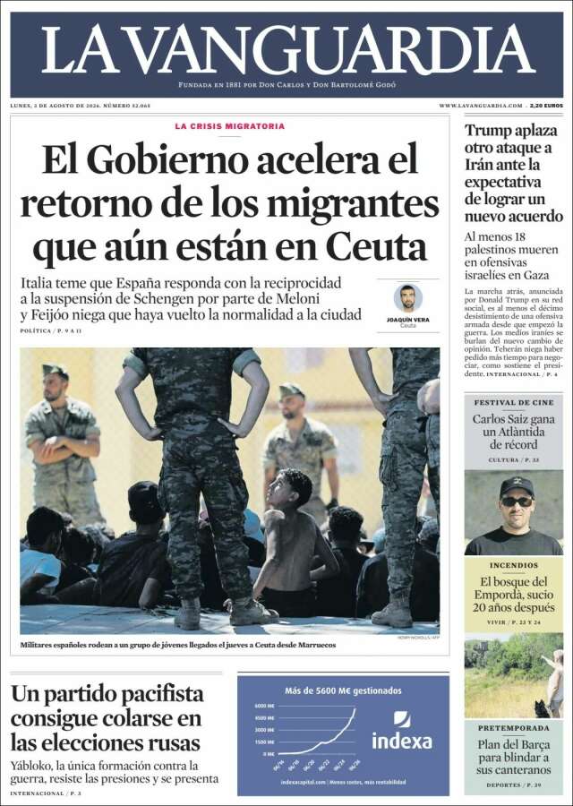 Portada de La Vanguardia