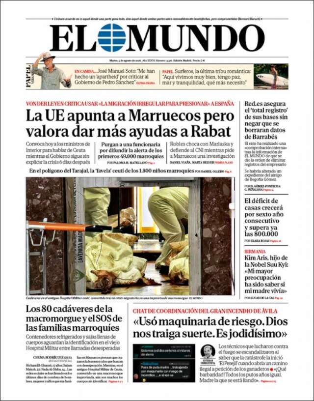 Portada de El Mundo