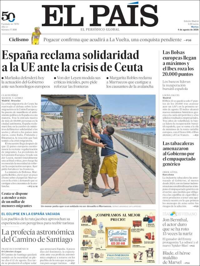 Portada de El País