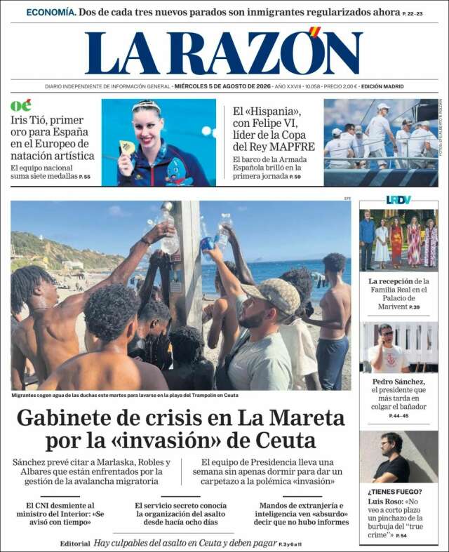 Portada de La Razón