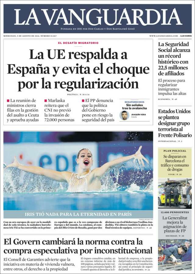 Portada de La Vanguardia