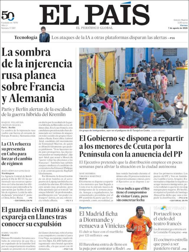 Portada de El País