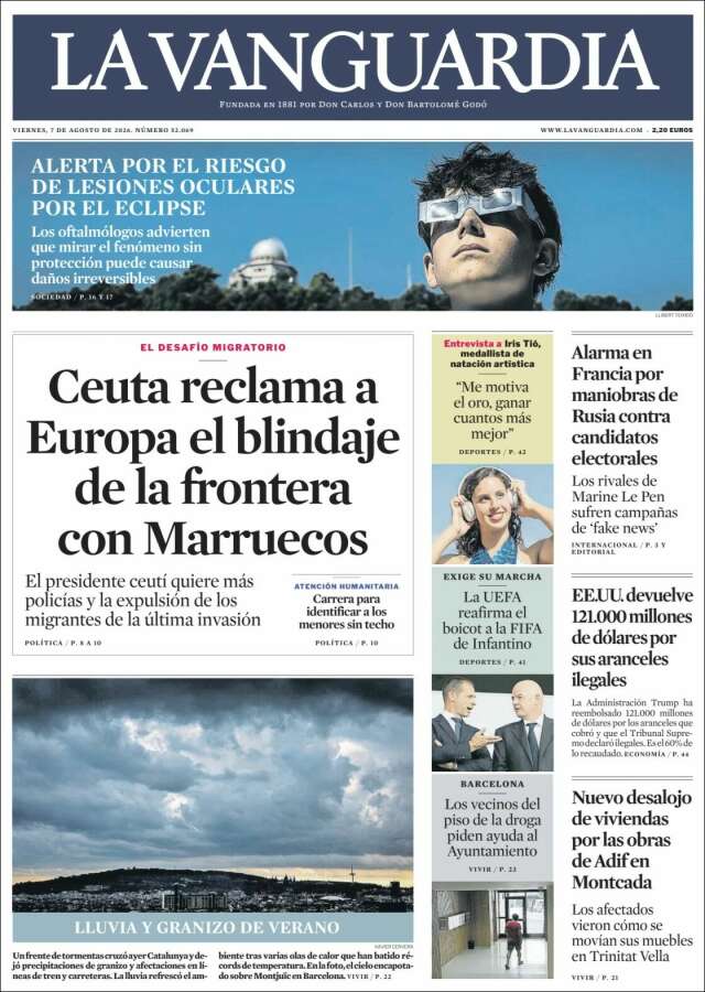 Portada de La Vanguardia