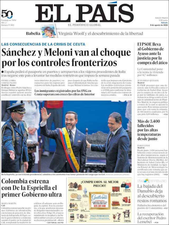 Portada de El País