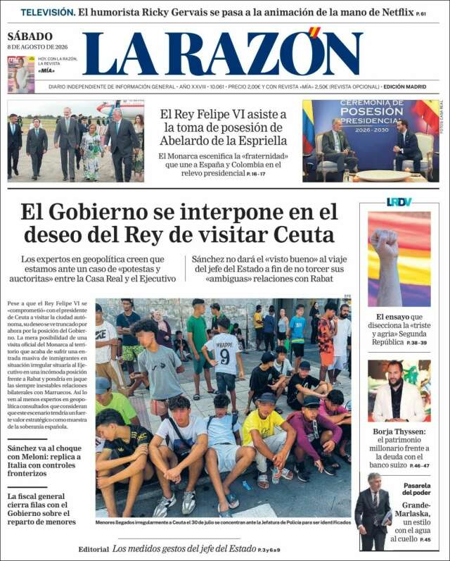 Portada de La Razón