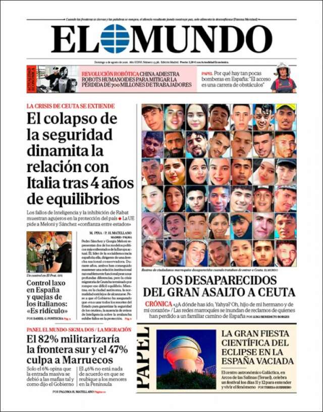 Portada de El Mundo