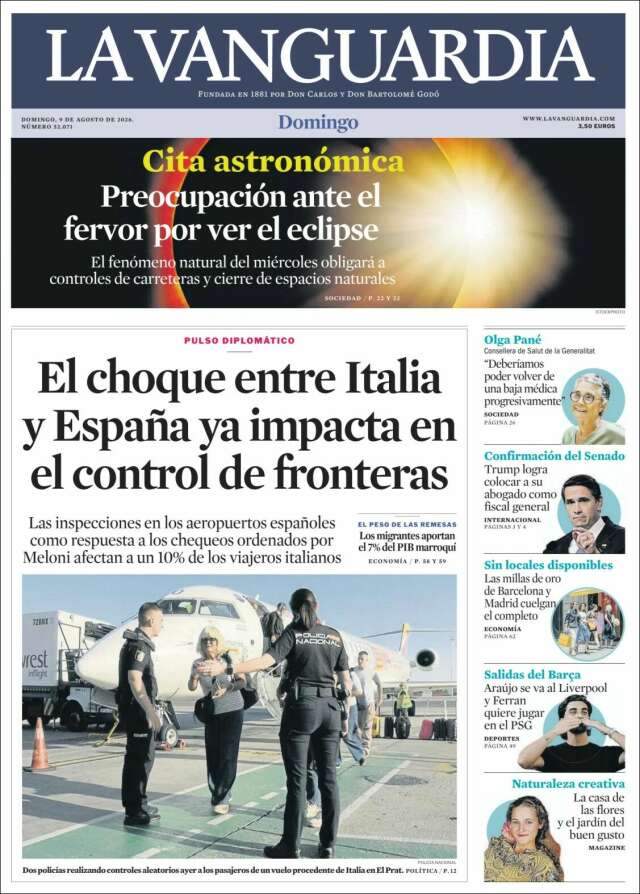 Portada de La Vanguardia