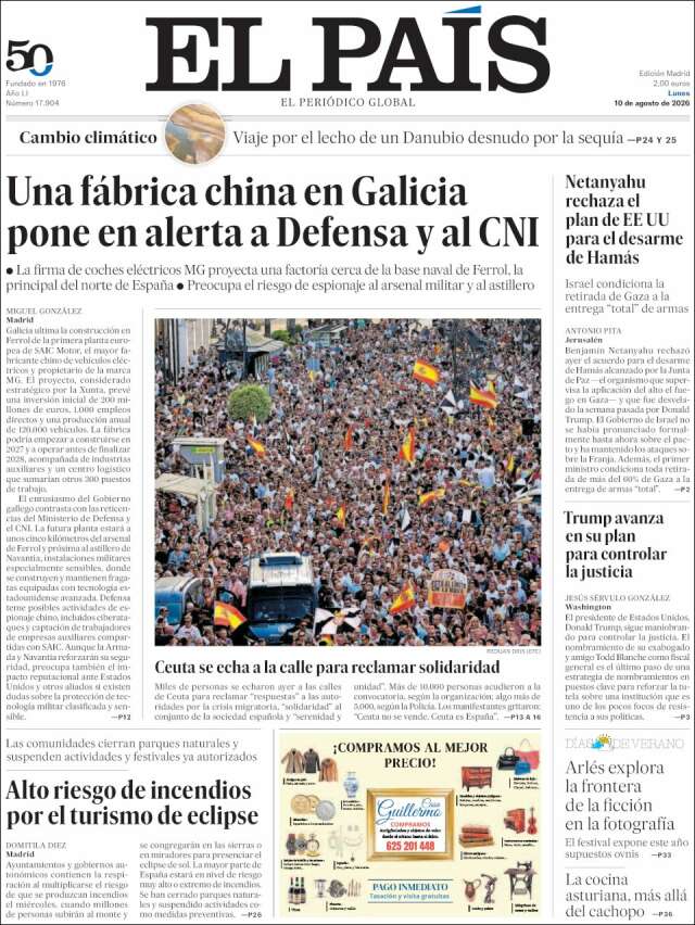 Portada de El País