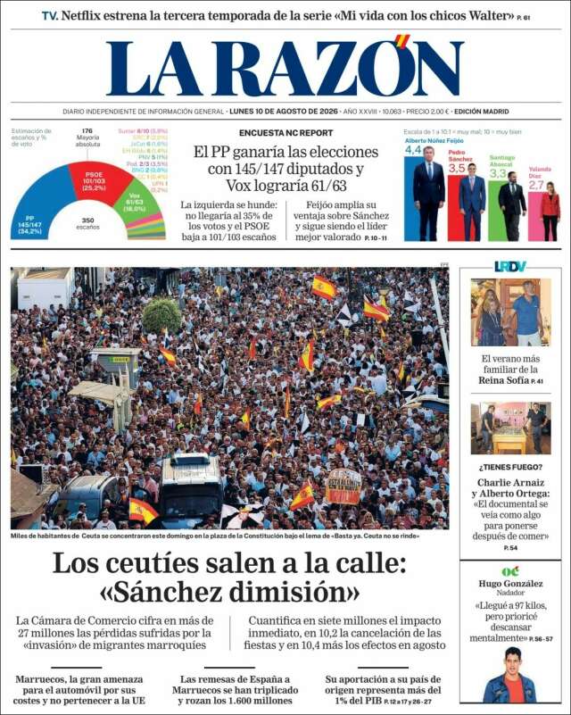Portada de La Razón