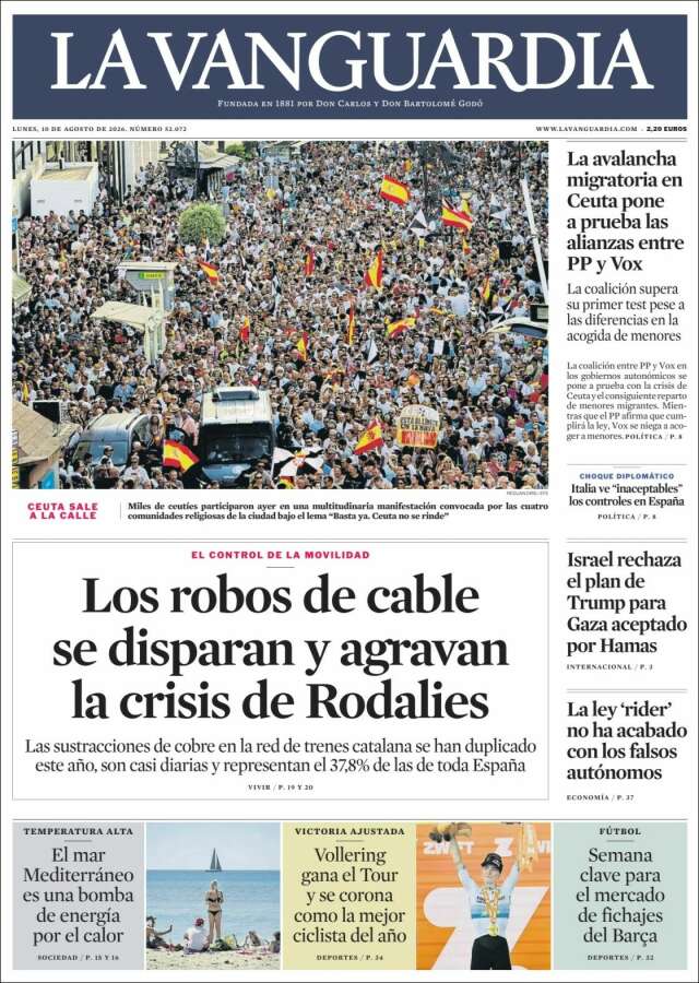 Portada de La Vanguardia