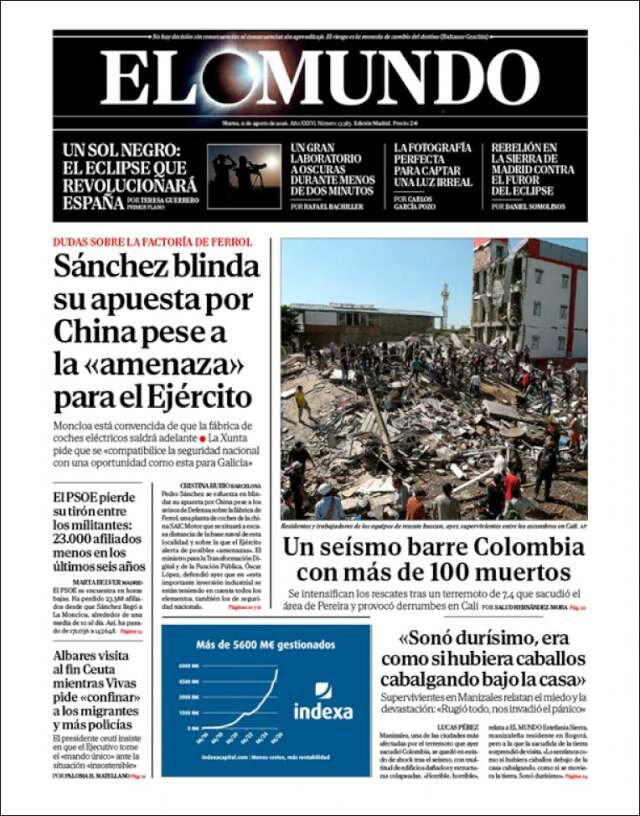 Portada de El Mundo