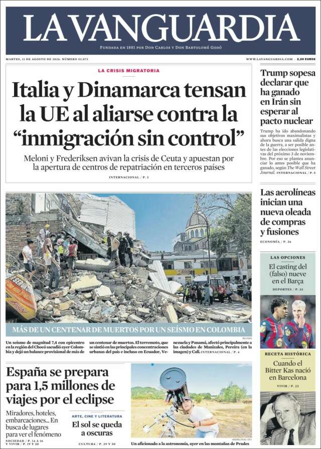 Portada de La Vanguardia