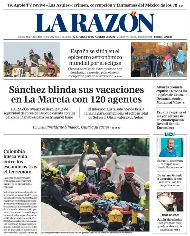 Portada de La Razón